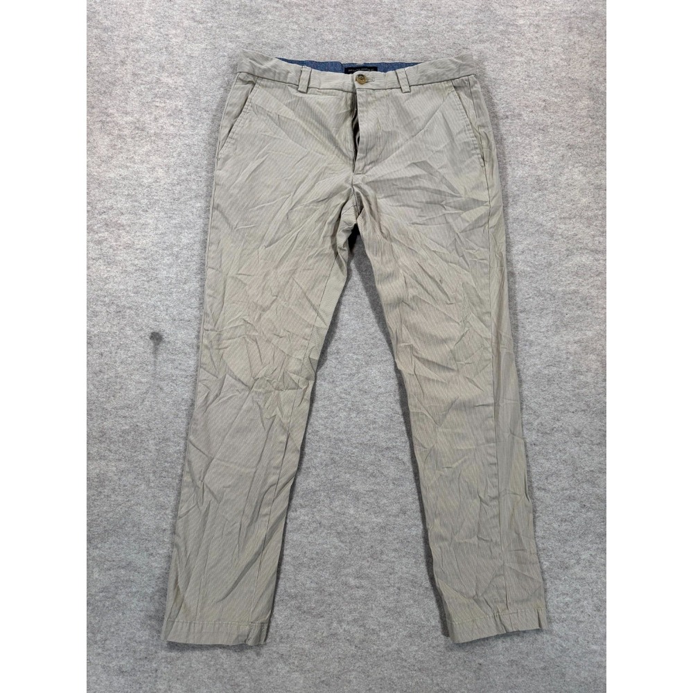 Banana Republic Fulton Skinny Chino Pants Mens 31x30 Brown White Striped Cotton